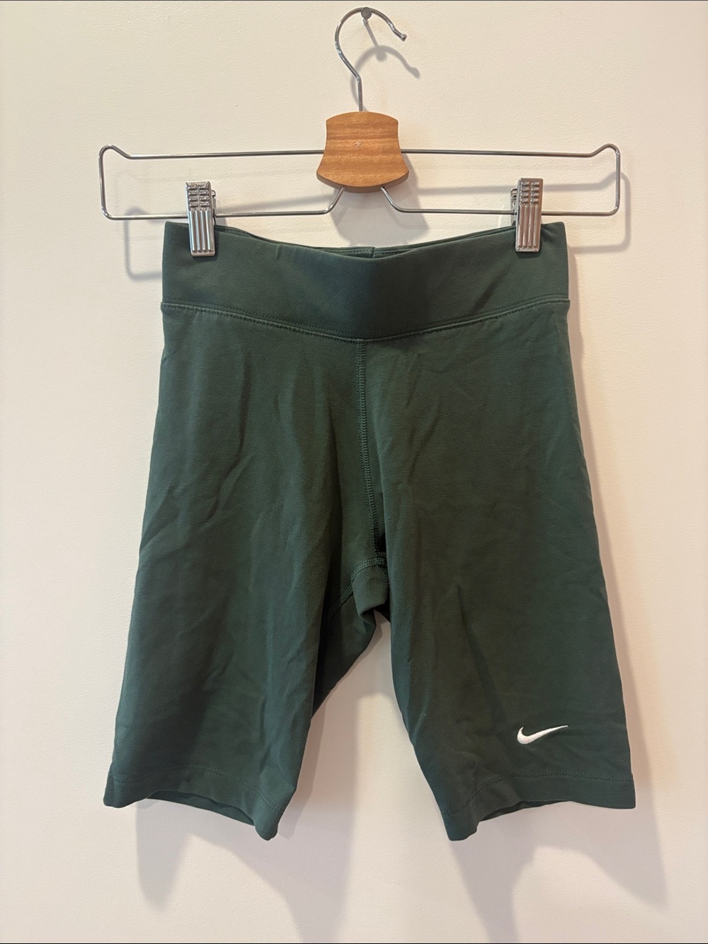 Nike Forest Green Bike Shorts with White Swoosh